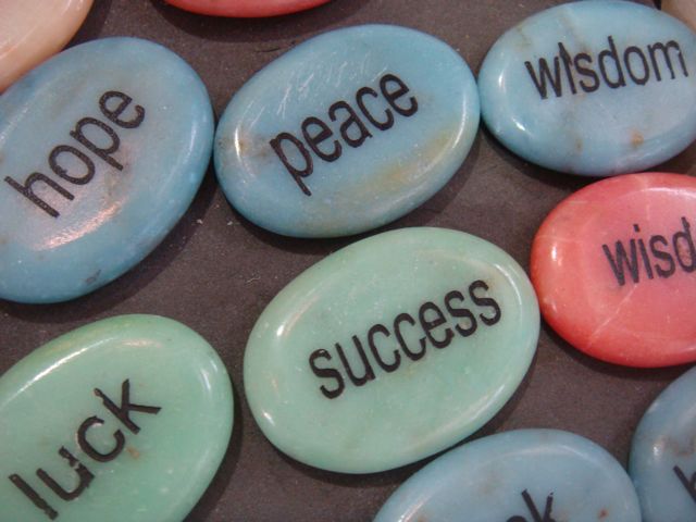 Small Gem Stones With Inspirational Words, In A Box At The Airport Gift Shop
