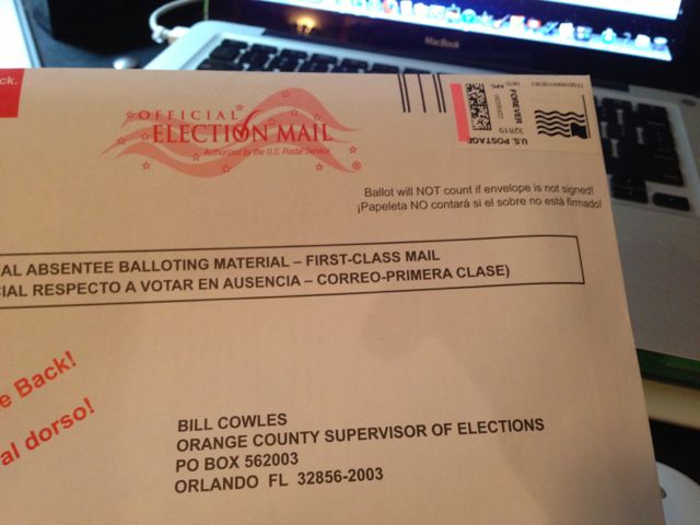 completed Oct 29, mailed Oct 30, Happy Halloween today Oct 31 absentee ballots