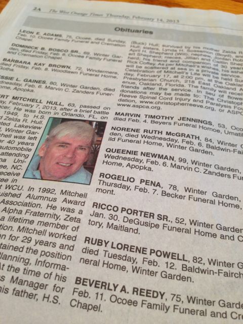 West Orange Times Obituaries