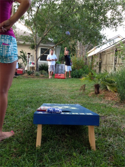 Back yard corn hole game