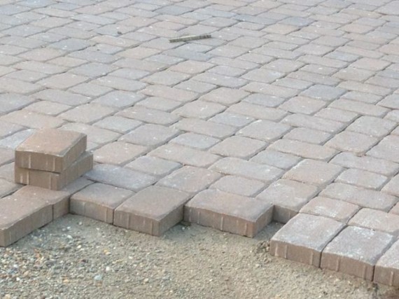 brick driveway being laid out at Orlando home