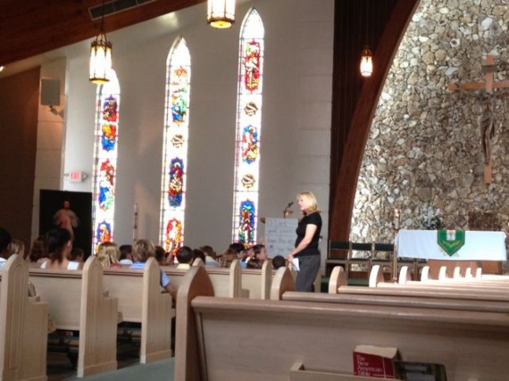 Cheryl Noel sharing Children's Liturgy of the Word for K-5th grade
