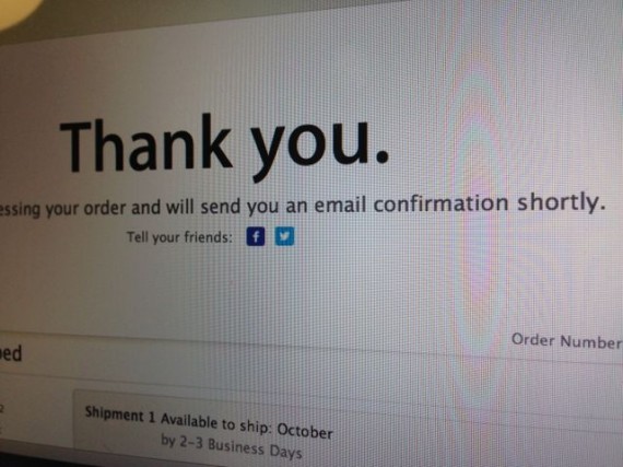 Apple website iPhone5s purchase completion message