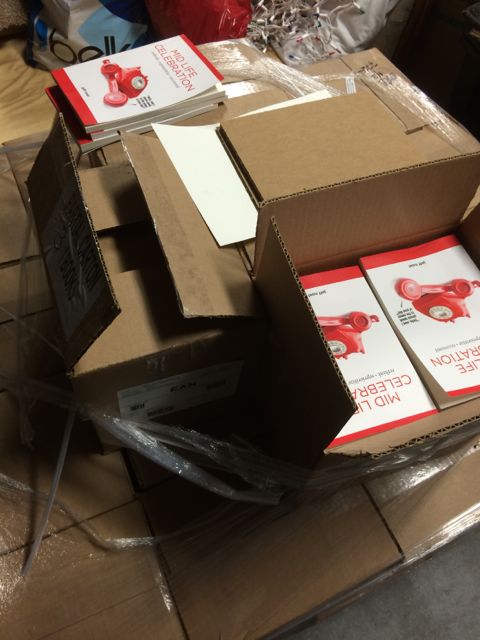 pallet of Mid Life Celebration books