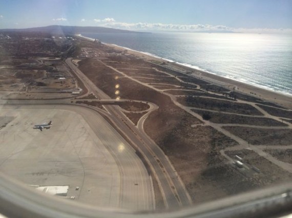 LAX west runway next to Pacific Ocean