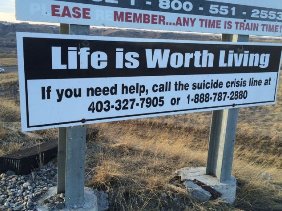 Lethbridge Bridge warning sign