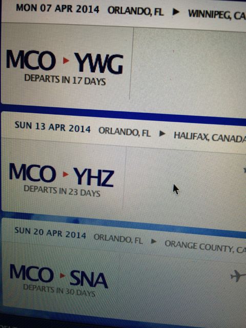 Delta mobile app screen shot of upcoming flights