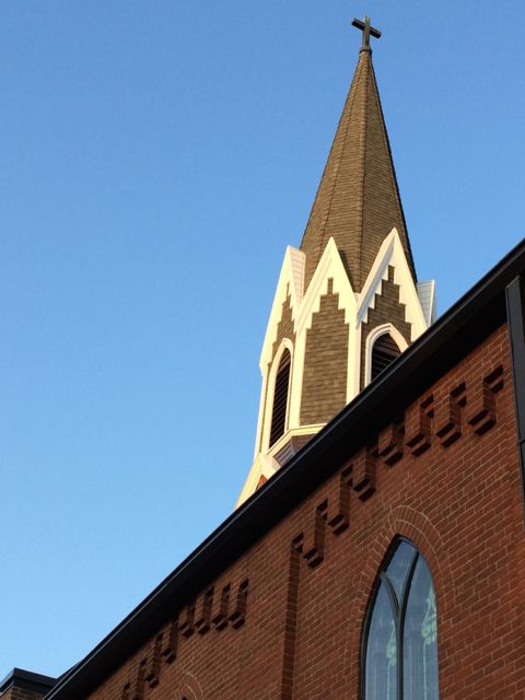 Church steeple in Iowa City, iowa