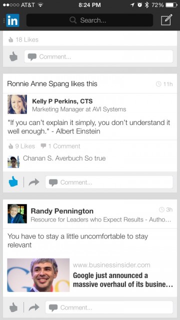 LinkedIn mobile screen shot