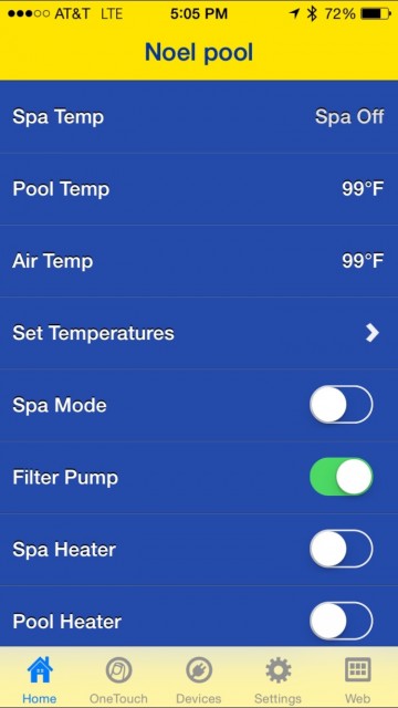 iAqualink screen shot