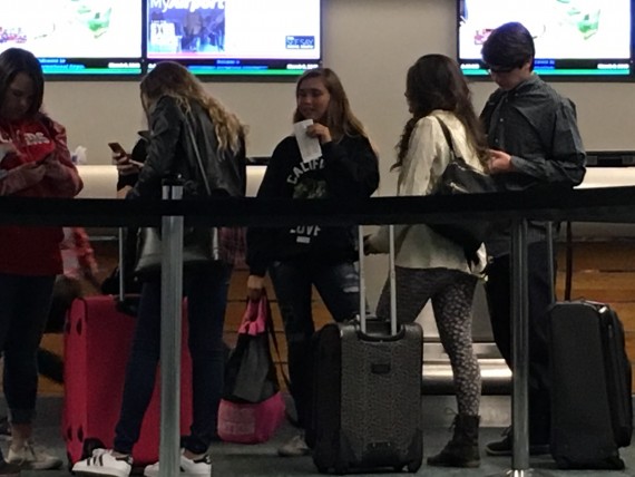 Ninth grade school trip at airport