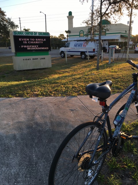 WFTV channel 9 news van at Mosque