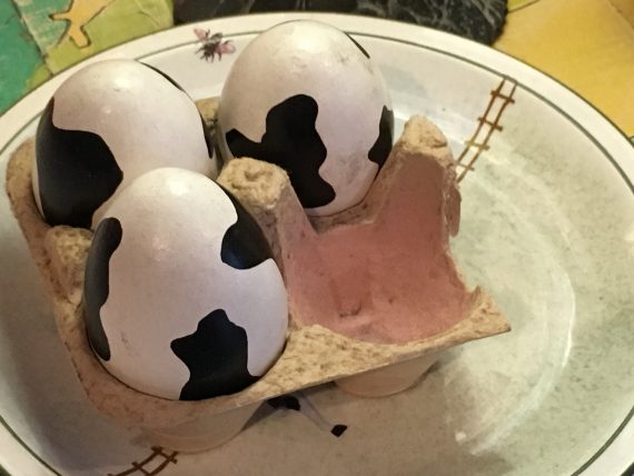 chicken eggs with cow spots