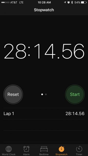 Apple iPhone stopwatch