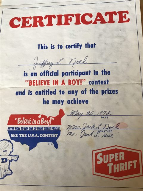 Child's 1973 achievement certificate