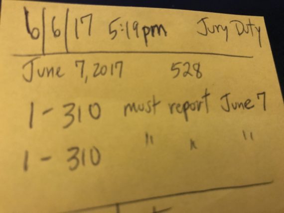 Jury Duty message