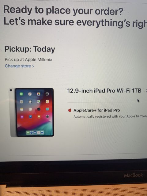 IPad Pro order receipt
