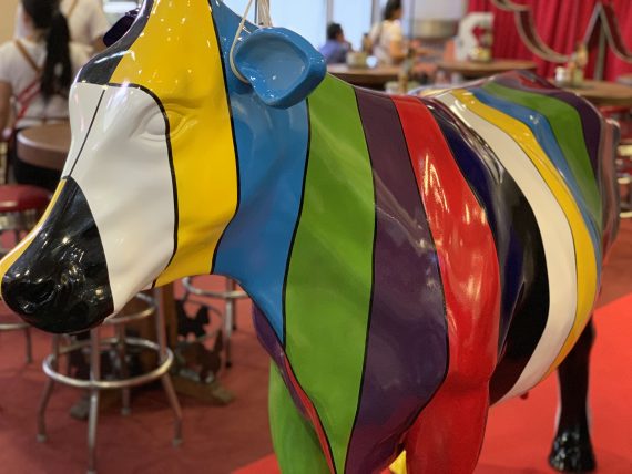 rainbow cow at mall