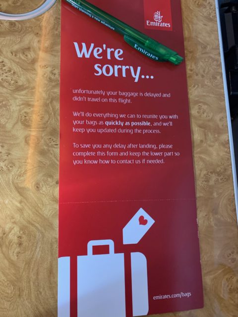 Emirates delayed bag form