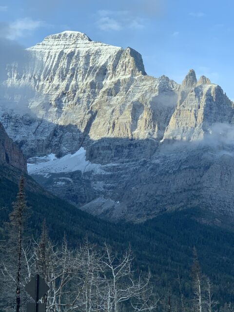 Mountain dusted in snow