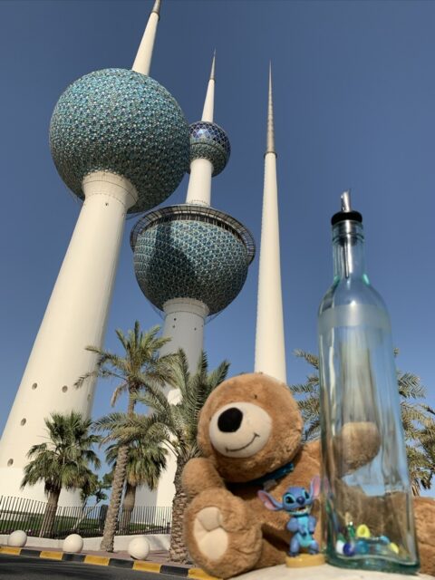 Kuwait towers and teddy bear