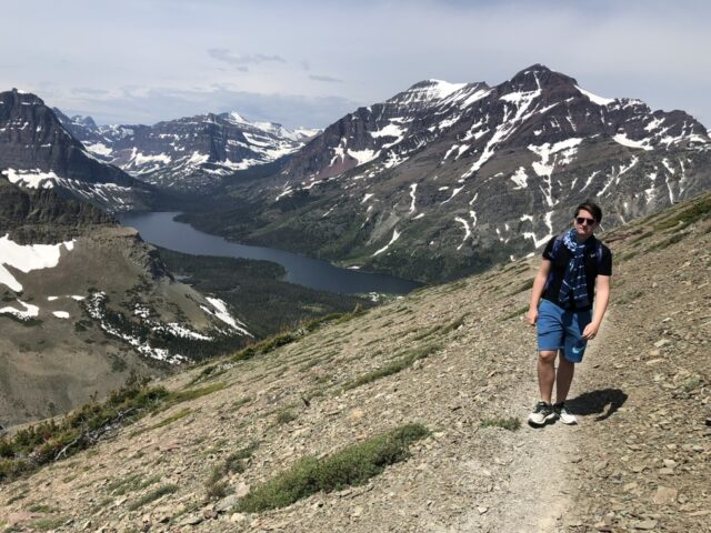 Man walking on Mountain Trail
