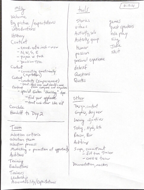 one page with various handwritten notes