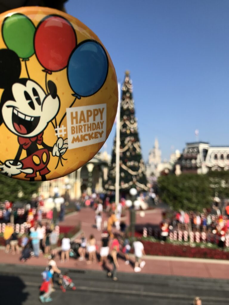 Happy birthday Mickey Mouse pin at Magic Kingdom