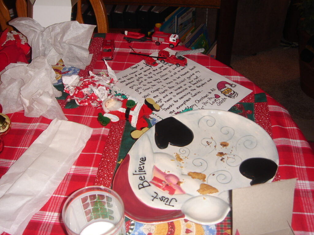 santa milk and cookies and letter