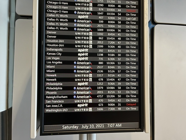 Airport departure board