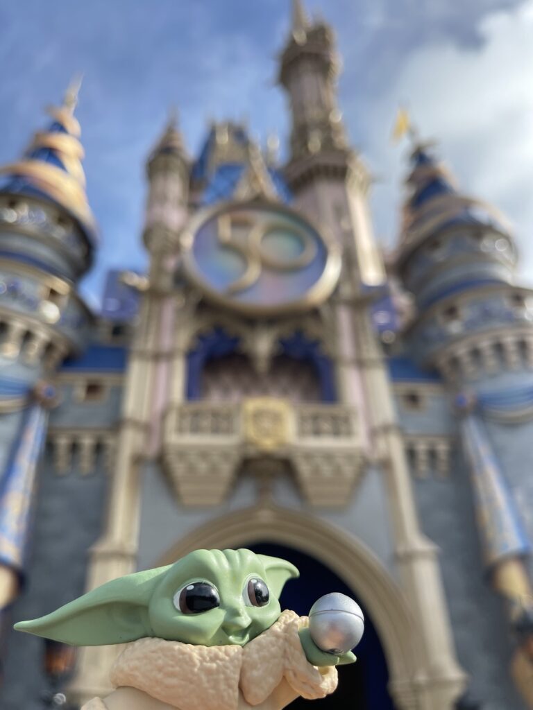 Baby Yoda toy by Cinderella castle