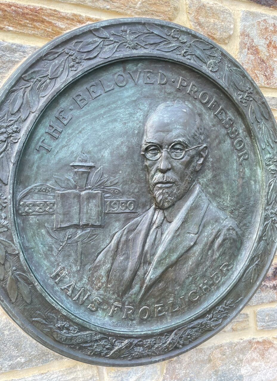 Large plaque honoring college professor 