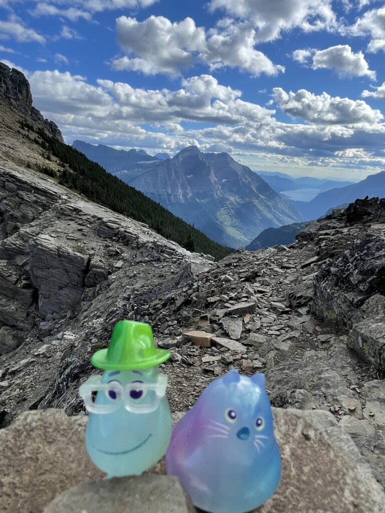 Pixar Soul toys in mountains