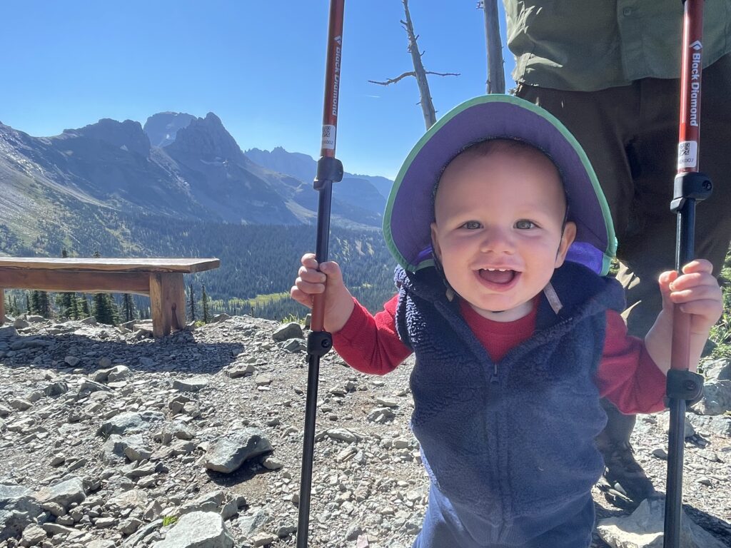 Toddler in mountains