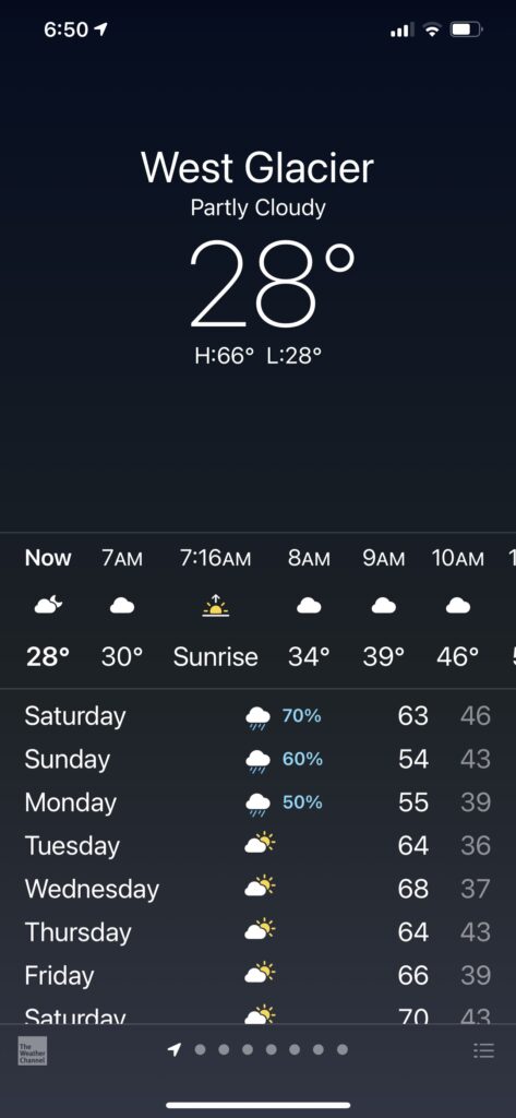 Weather app screen shot