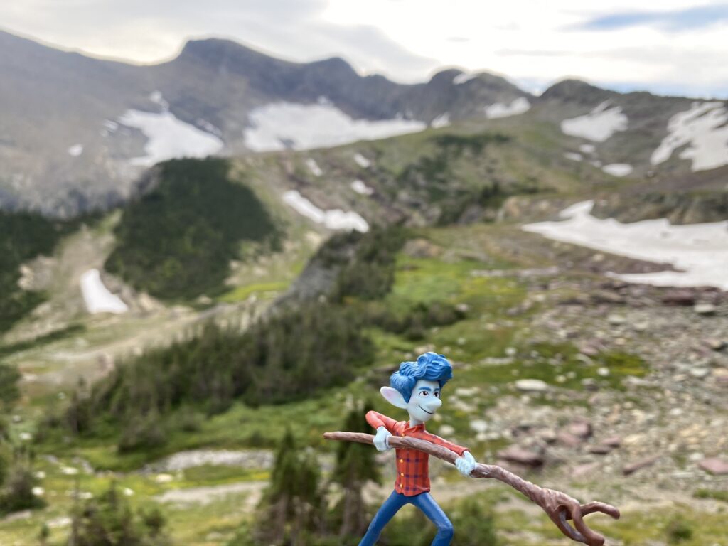 Pixar onward character in the mountains