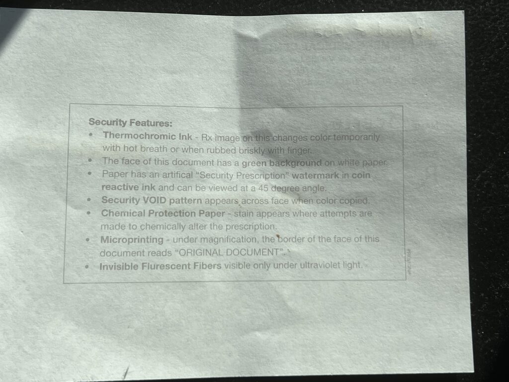 prescription order security reminders