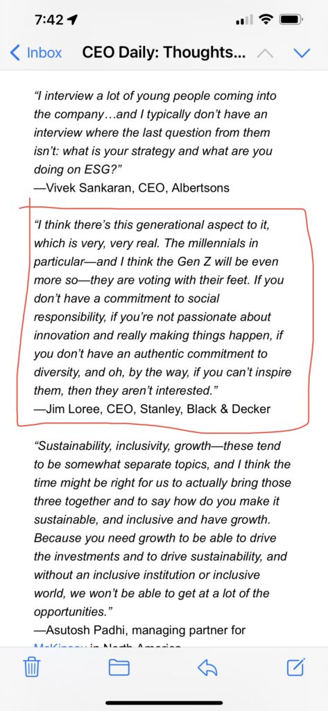 CEO Daily email screen shot