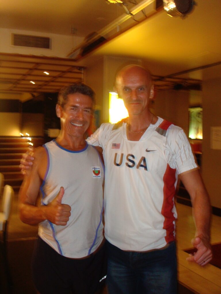 two masters track and field athletes