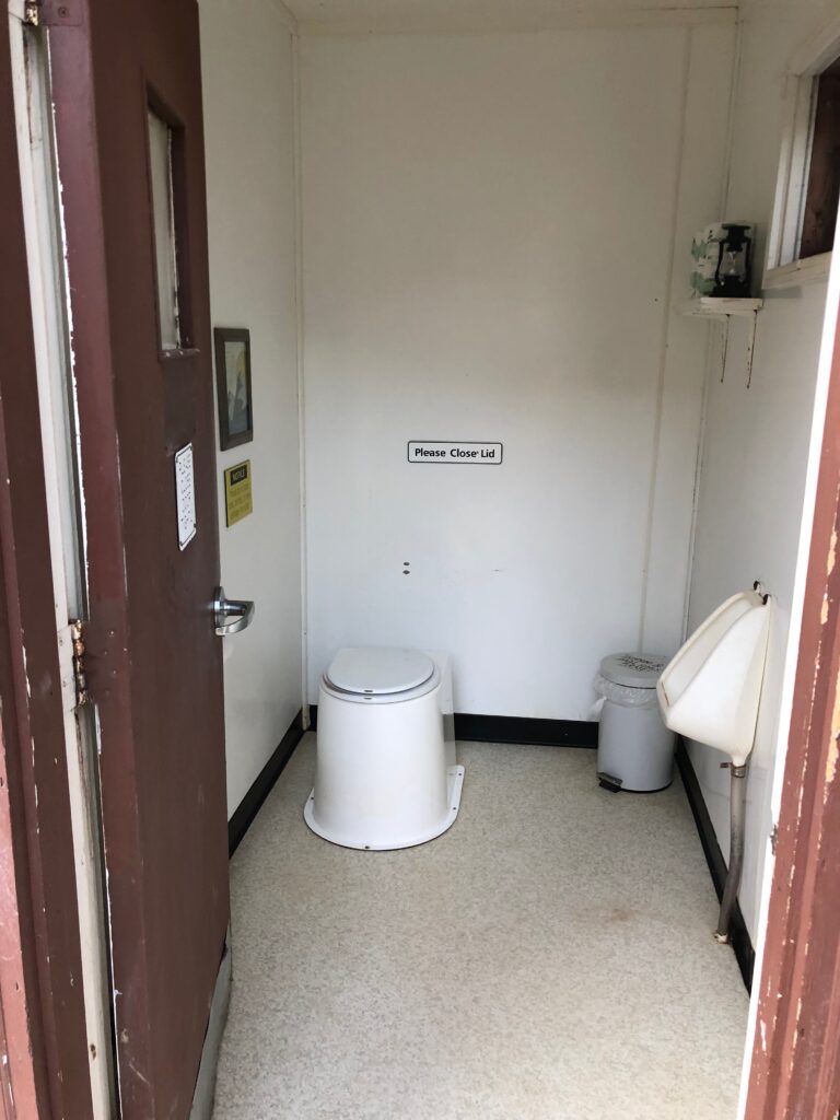 pit toilet in mountains