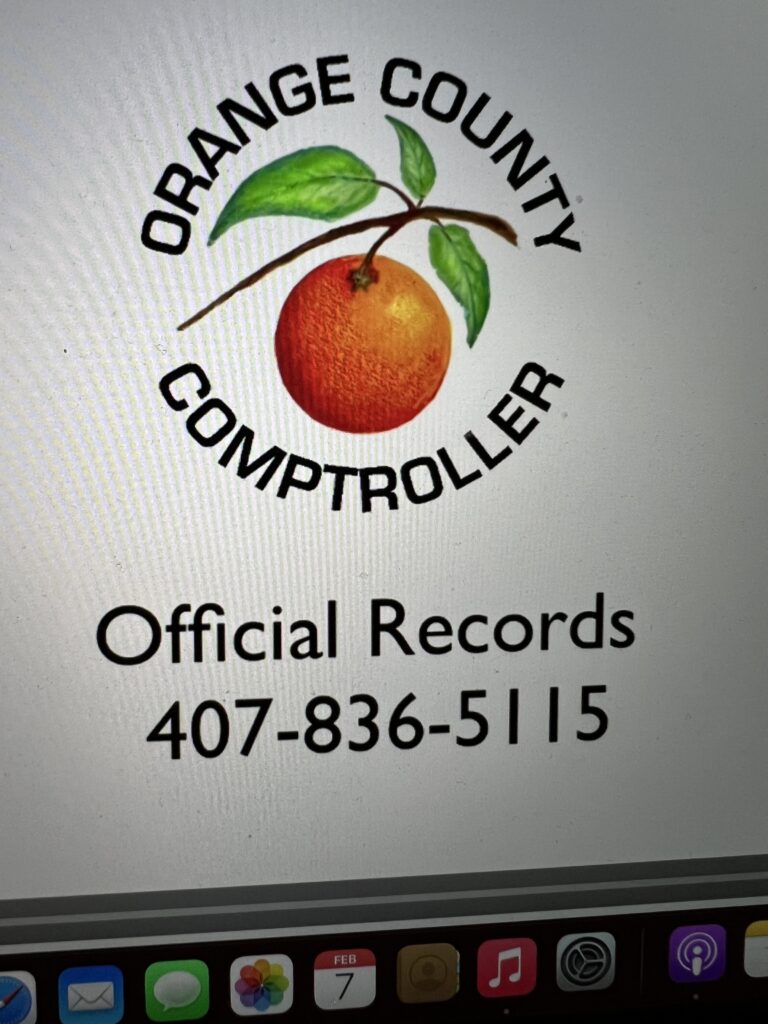 Orange County Florida Comptroller Official Records phone number and logo