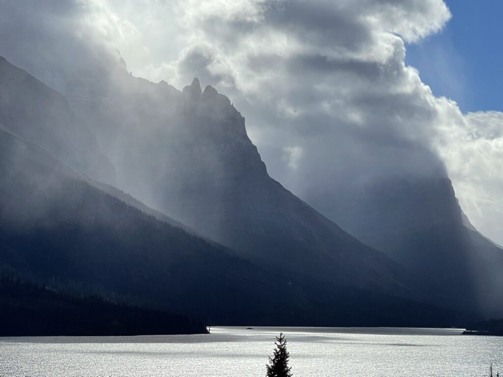 mountains and a lake