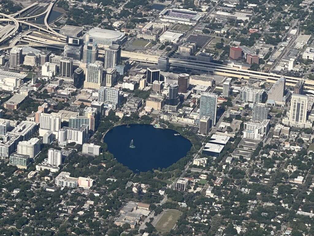Downtown Orlando Florida from jet