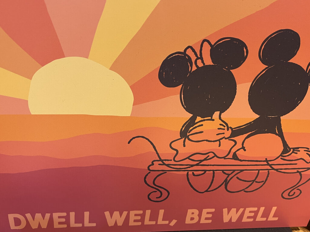 Mickey and Minnie Mouse watching a sunset