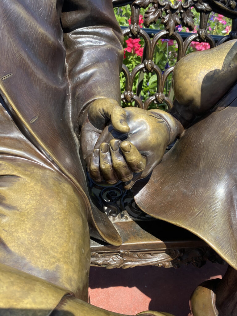 closeup of bronze hands