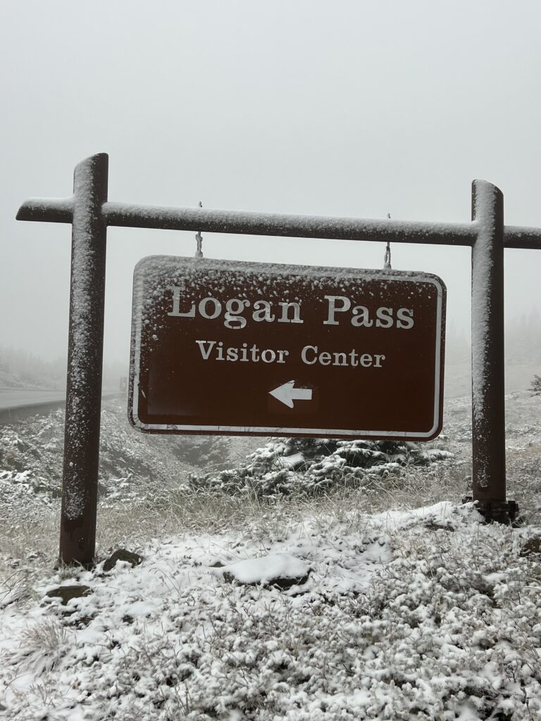National park sign in snow