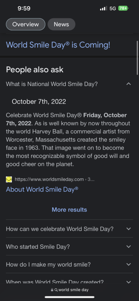 Google result screen shot