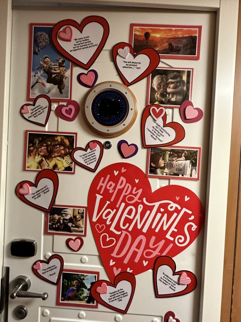  Raise ship stateroom door decorated for Valentine’s Day